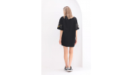 Kadın Kısa Kol Yazlık Tişört Bisiklet Yaka Baskılı Oversize T-Shirt - Siyah Kadın Kısa Kol Yazlık Tişört Bisiklet Yaka Baskılı Oversize T-Shirt - Siyah