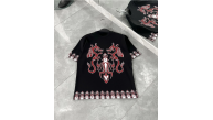 Erkek  Kısa kol  Bisiklet Yaka Baskılı Oversize T-Shirt - Siyah