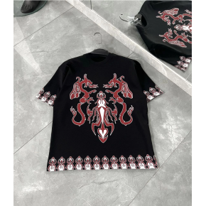 Erkek  Kısa kol  Bisiklet Yaka Baskılı Oversize T-Shirt - Siyah