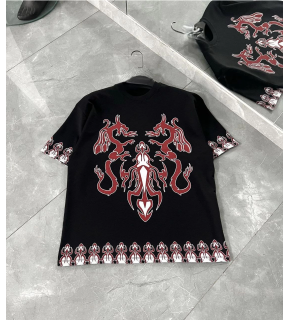 Erkek  Kısa kol  Bisiklet Yaka Baskılı Oversize T-Shirt - Siyah