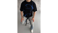Erkek Kısa Kol Yazlık Tişört Bisiklet Yaka Baskılı Oversize T-Shirt - Siyah Erkek Kısa Kol Yazlık Tişört Bisiklet Yaka Baskılı Oversize T-Shirt - Siyah