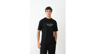 Erkek Kısa Kol Yazlık Tişört Bisiklet Yaka Baskılı Oversize T-Shirt - Siyah Erkek Kısa Kol Yazlık Tişört Bisiklet Yaka Baskılı Oversize T-Shirt - Siyah
