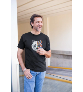 Erkek Kısa Kol Yazlık Tişört Bisiklet Yaka Baskılı Oversize T-Shirt - Siyah