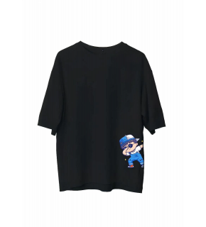 Erkek Baskılı T-Shirt Kısa Kol Bisiklet Yaka Regular Fit Rahat Kalıp Günlük Tişört - Siyah