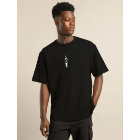 Erkek Baskılı T-Shirt Kısa Kol Bisiklet Yaka Regular Fit Rahat Kalıp Günlük Tişört - Siyah