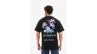 Erkek Kısa Kol Yazlık Tişört Bisiklet Yaka Baskılı Oversize T-Shirt - Siyah