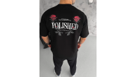 Erkek Kısa Kol Yazlık Tişört Bisiklet Yaka Baskılı Oversize T-Shirt - Siyah Erkek Kısa Kol Yazlık Tişört Bisiklet Yaka Baskılı Oversize T-Shirt - Siyah