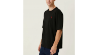 Erkek Kısa Kol Tişört Bisiklet Yaka KALP Baskılı Oversize T-Shirt - Siyah Erkek Kısa Kol Tişört Bisiklet Yaka KALP Baskılı Oversize T-Shirt - Siyah