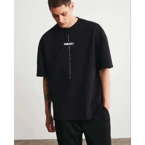 Erkek Kısa Kol Yazlık Tişört Bisiklet Yaka Baskılı Oversize T-Shirt - Siyah