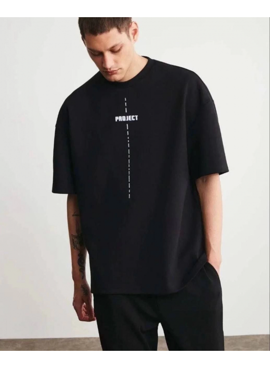 Erkek Kısa Kol Yazlık Tişört Bisiklet Yaka Baskılı Oversize T-Shirt - Siyah Erkek Kısa Kol Yazlık Tişört Bisiklet Yaka Baskılı Oversize T-Shirt - Siyah