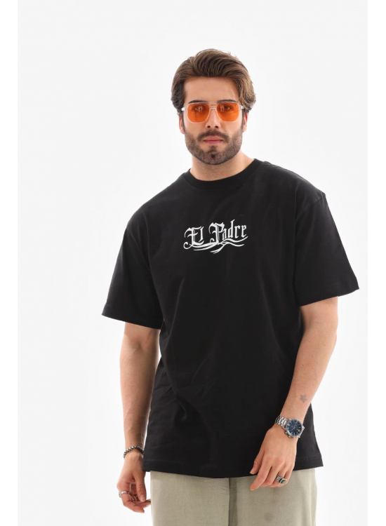 Erkek Kısa Kol Yazlık Tişört Bisiklet Yaka Baskılı Oversize T-Shirt - Siyah Erkek Kısa Kol Yazlık Tişört Bisiklet Yaka Baskılı Oversize T-Shirt - Siyah