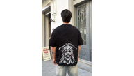 Erkek Kısa Kol Tişört Bisiklet Yaka Yıldırım Baskılı Oversize T-Shirt - Siyah Erkek Kısa Kol Tişört Bisiklet Yaka Yıldırım Baskılı Oversize T-Shirt - Siyah