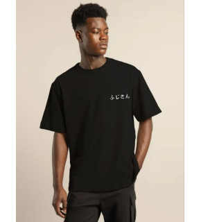 Erkek Kısa Kol Yazlık Tişört Bisiklet Yaka Baskılı Oversize T-Shirt - Siyah