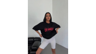 Kadın Kısa Kol Yazlık Tişört Bisiklet Yaka Los Angeles Baskılı T-Shirt - Siyah Kadın Kısa Kol Yazlık Tişört Bisiklet Yaka Los Angeles Baskılı T-Shirt - Siyah