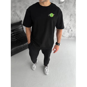 Erkek Kısa Kol Tişört Bisiklet Yaka RİCK AND MORTY Baskılı T-Shirt - Siyah