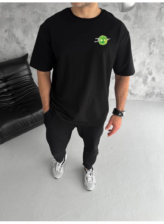 Erkek Kısa Kol Tişört Bisiklet Yaka RİCK AND MORTY Baskılı T-Shirt - Siyah Erkek Kısa Kol Tişört Bisiklet Yaka RİCK AND MORTY Baskılı T-Shirt - Siyah