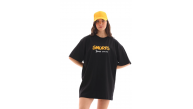 Kadın Kısa Kol Yazlık Tişört Bisiklet Yaka Baskılı Oversize T-Shirt - Siyah Kadın Kısa Kol Yazlık Tişört Bisiklet Yaka Baskılı Oversize T-Shirt - Siyah