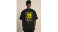Erkek Kısa Kol Yazlık Tişört Bisiklet Yaka Baskılı Oversize T-Shirt - Siyah