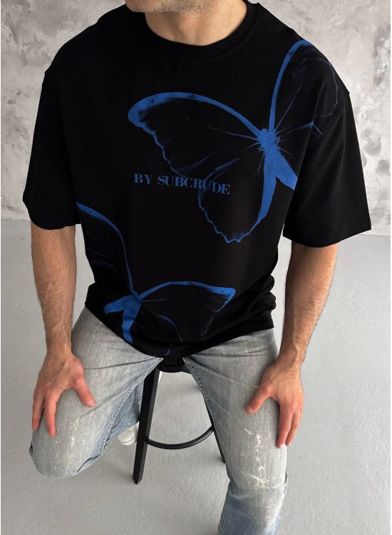 Erkek Kısa Kol Yazlık Tişört Bisiklet Yaka Baskılı Oversize T-Shirt - Siyah Erkek Kısa Kol Yazlık Tişört Bisiklet Yaka Baskılı Oversize T-Shirt - Siyah