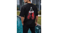 Erkek Kısa Kol Tişört Bisiklet Yaka Box Eldiven Baskılı T-Shirt - Siyah Erkek Kısa Kol Tişört Bisiklet Yaka Box Eldiven Baskılı T-Shirt - Siyah