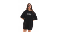 Kadın Kısa Kol Yazlık Tişört Bisiklet Yaka Baskılı Oversize T-Shirt - Siyah Kadın Kısa Kol Yazlık Tişört Bisiklet Yaka Baskılı Oversize T-Shirt - Siyah