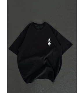 Kadın Baskılı T-Shirt Kısa Kol Bisiklet Yaka Oversize Rahat Kalıp Günlük Tişört - Siyah