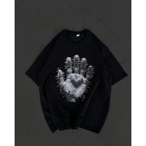 Kadın Baskılı T-Shirt Kısa Kol Bisiklet Yaka Regular Fit Rahat Kalıp Günlük Tişört  - Siyah