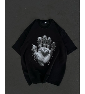 Kadın Baskılı T-Shirt Kısa Kol Bisiklet Yaka Regular Fit Rahat Kalıp Günlük Tişört  - Siyah