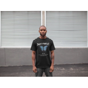 Erkek Kısa Kol Yazlık Tişört Bisiklet Yaka Baskılı Oversize T-Shirt - Siyah