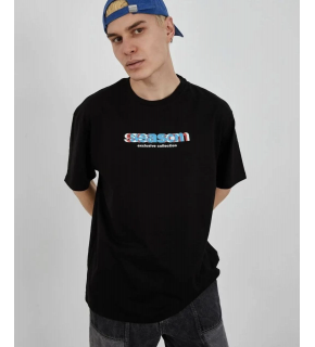 Erkek Kısa Kol Yazlık Tişört Bisiklet Yaka Baskılı Oversize T-Shirt - Siyah