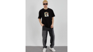 Erkek Kısa Kol Yazlık Tişört Bisiklet Yaka Baskılı Oversize T-Shirt - Siyah Erkek Kısa Kol Yazlık Tişört Bisiklet Yaka Baskılı Oversize T-Shirt - Siyah
