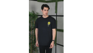 Erkek Kısa Kol Yazlık Tişört Bisiklet Yaka Baskılı Oversize T-Shirt - Siyah