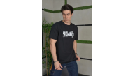 Erkek Kısa Kol Yazlık Tişört Bisiklet Yaka Baskılı Oversize T-Shirt - Siyah