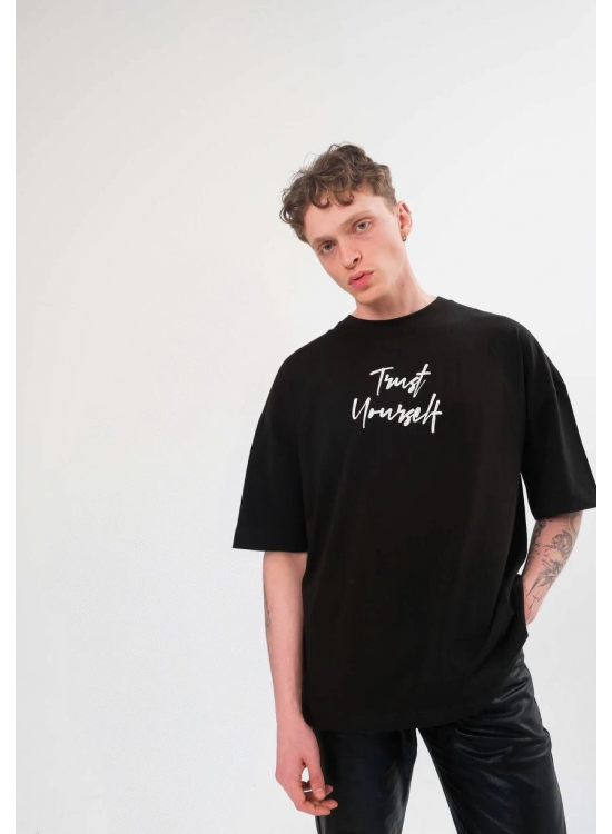 Erkek Kısa Kol Yazlık Tişört Bisiklet Yaka Baskılı Oversize T-Shirt - Siyah Erkek Kısa Kol Yazlık Tişört Bisiklet Yaka Baskılı Oversize T-Shirt - Siyah