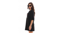 Kadın Baskılı T-Shirt Kısa Kol Bisiklet Yaka Regular Fit Rahat Kalıp Günlük Tişört -Siyah Kadın Baskılı T-Shirt Kısa Kol Bisiklet Yaka Regular Fit Rahat Kalıp Günlük Tişört -Siyah