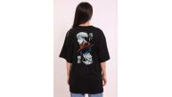 Kadın Kısa Kol Yazlık Tişört Bisiklet Yaka Baskılı Oversize T-Shirt - Siyah Kadın Kısa Kol Yazlık Tişört Bisiklet Yaka Baskılı Oversize T-Shirt - Siyah