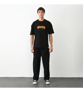Erkek Baskılı T-Shirt Kısa Kol Bisiklet Yaka Regular Fit Rahat Kalıp Günlük Tişört - Siyah