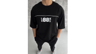Erkek Kısa Kol Yazlık Tişört Bisiklet Yaka Baskılı Oversize T-Shirt - Siyah Erkek Kısa Kol Yazlık Tişört Bisiklet Yaka Baskılı Oversize T-Shirt - Siyah