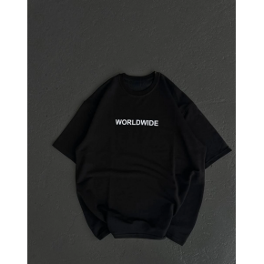 Kadın Baskılı T-Shirt Kısa Kol Bisiklet Yaka Oversize Rahat Kalıp Günlük Tişört   - Siyah