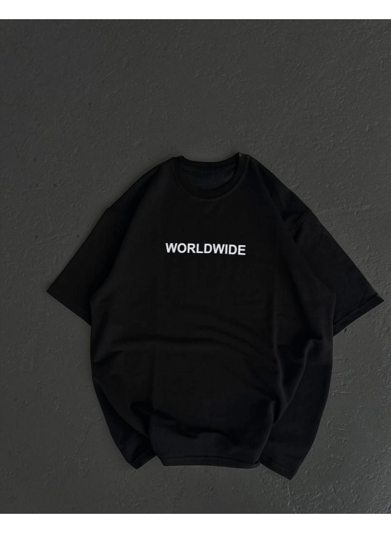 Kadın Baskılı T-Shirt Kısa Kol Bisiklet Yaka Oversize Rahat Kalıp Günlük Tişört - Siyah Kadın Baskılı T-Shirt Kısa Kol Bisiklet Yaka Oversize Rahat Kalıp Günlük Tişört - Siyah