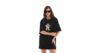 Kadın Baskılı T-Shirt Kısa Kol Bisiklet Yaka Regular Fit Rahat Kalıp Günlük Tişört -Siyah Kadın Baskılı T-Shirt Kısa Kol Bisiklet Yaka Regular Fit Rahat Kalıp Günlük Tişört -Siyah