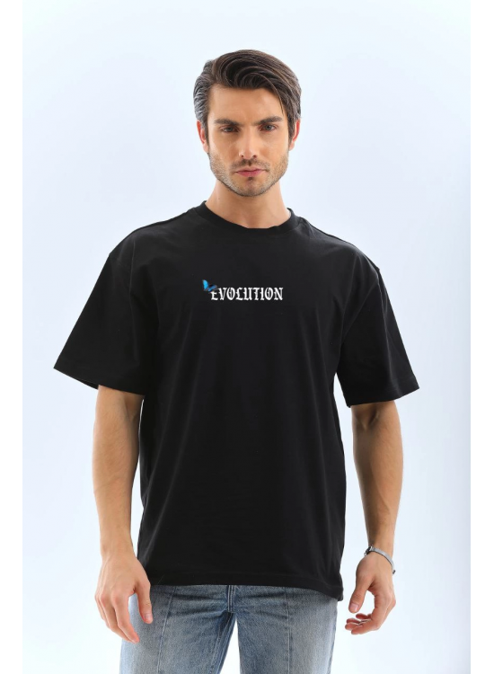 Erkek Kısa Kol Yazlık Tişört Bisiklet Yaka KELEBEK Baskılı T-Shirt - Siyah Erkek Kısa Kol Yazlık Tişört Bisiklet Yaka KELEBEK Baskılı T-Shirt - Siyah