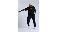 Erkek Kısa Kol Yazlık Tişört Bisiklet Yaka Baskılı Oversize T-Shirt - Siyah Erkek Kısa Kol Yazlık Tişört Bisiklet Yaka Baskılı Oversize T-Shirt - Siyah