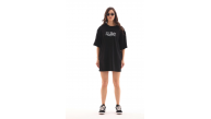 Kadın Kısa Kol Yazlık Tişört Bisiklet Yaka Baskılı Oversize T-Shirt - Siyah Kadın Kısa Kol Yazlık Tişört Bisiklet Yaka Baskılı Oversize T-Shirt - Siyah