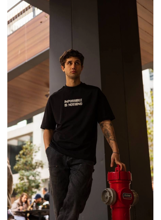 Erkek Kısa Kol Yazlık Tişört Bisiklet Yaka Baskılı Oversize T-Shirt - Siyah Erkek Kısa Kol Yazlık Tişört Bisiklet Yaka Baskılı Oversize T-Shirt - Siyah