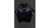 Kadın Bisiklet Yaka Baskılı Kısa kol Oversize T-Shirt - Siyah Kadın Bisiklet Yaka Baskılı Kısa kol Oversize T-Shirt - Siyah