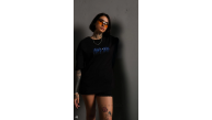 kadın Bisiklet Yaka Baskılı Oversize Kısa kol T-Shirt - Siyah kadın Bisiklet Yaka Baskılı Oversize Kısa kol T-Shirt - Siyah