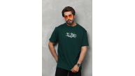 Erkek Kısa Kol Yazlık Tişört Bisiklet Yaka Baskılı Oversize T-Shirt - Yeşil