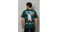 Erkek Kısa Kol Yazlık Tişört Bisiklet Yaka Baskılı Oversize T-Shirt - Yeşil