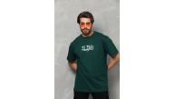 Erkek Kısa Kol Yazlık Tişört Bisiklet Yaka Baskılı Oversize T-Shirt - Yeşil